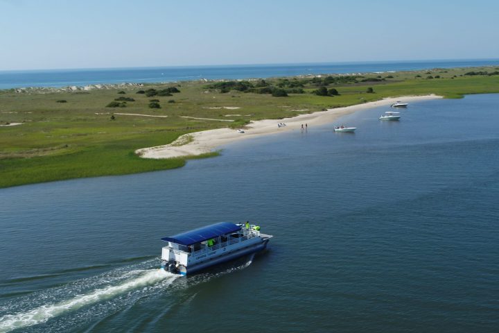 a small boat in a body of water